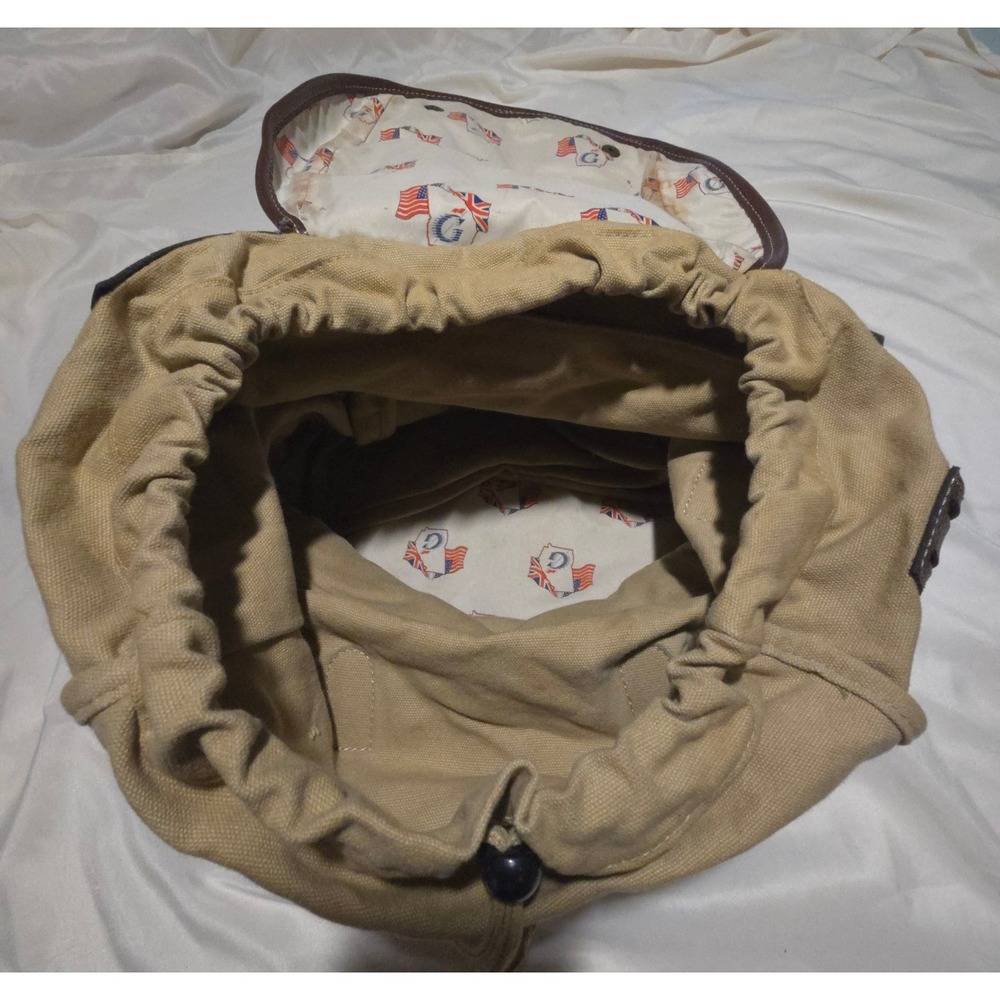 Barrington Canvas Leather Rucksack Backpack Tan Brown Delta SkyMiles Tag - Picture 5 of 10